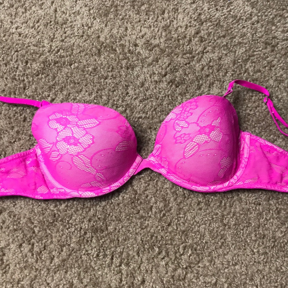 PINK Hot Pink Lace Bra